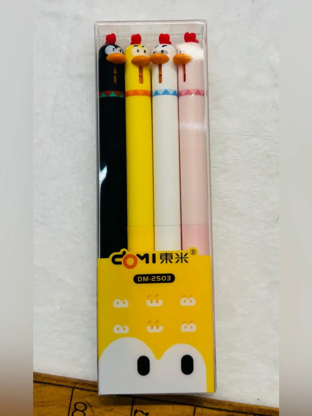 Cute Chicken Gel Pen Set of 4 Black Ink Kawaii Stationery Primary - Picture 2 of 5